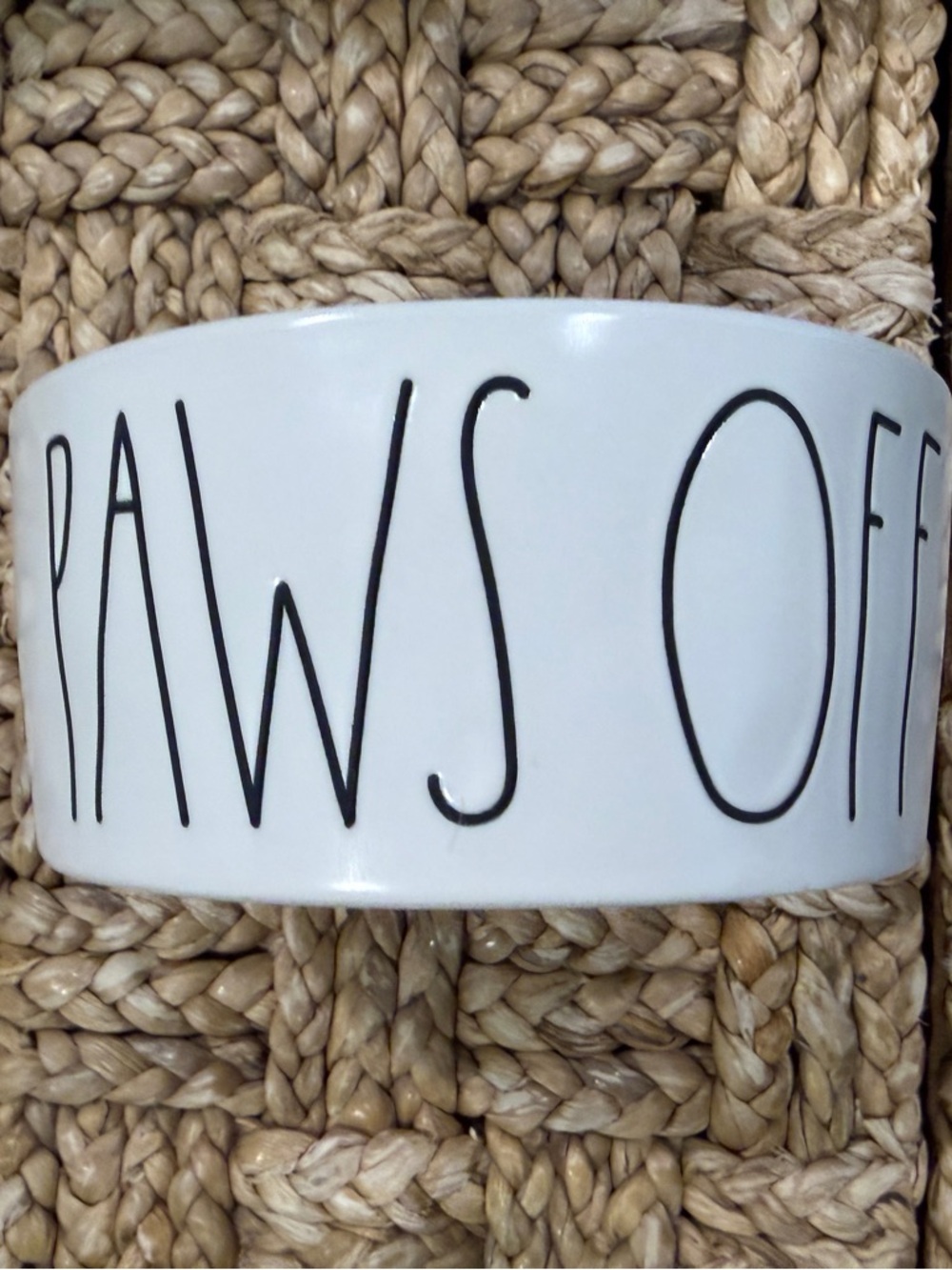 RAE DUNN White Ceramic 'Paws Off' Pet Bowl